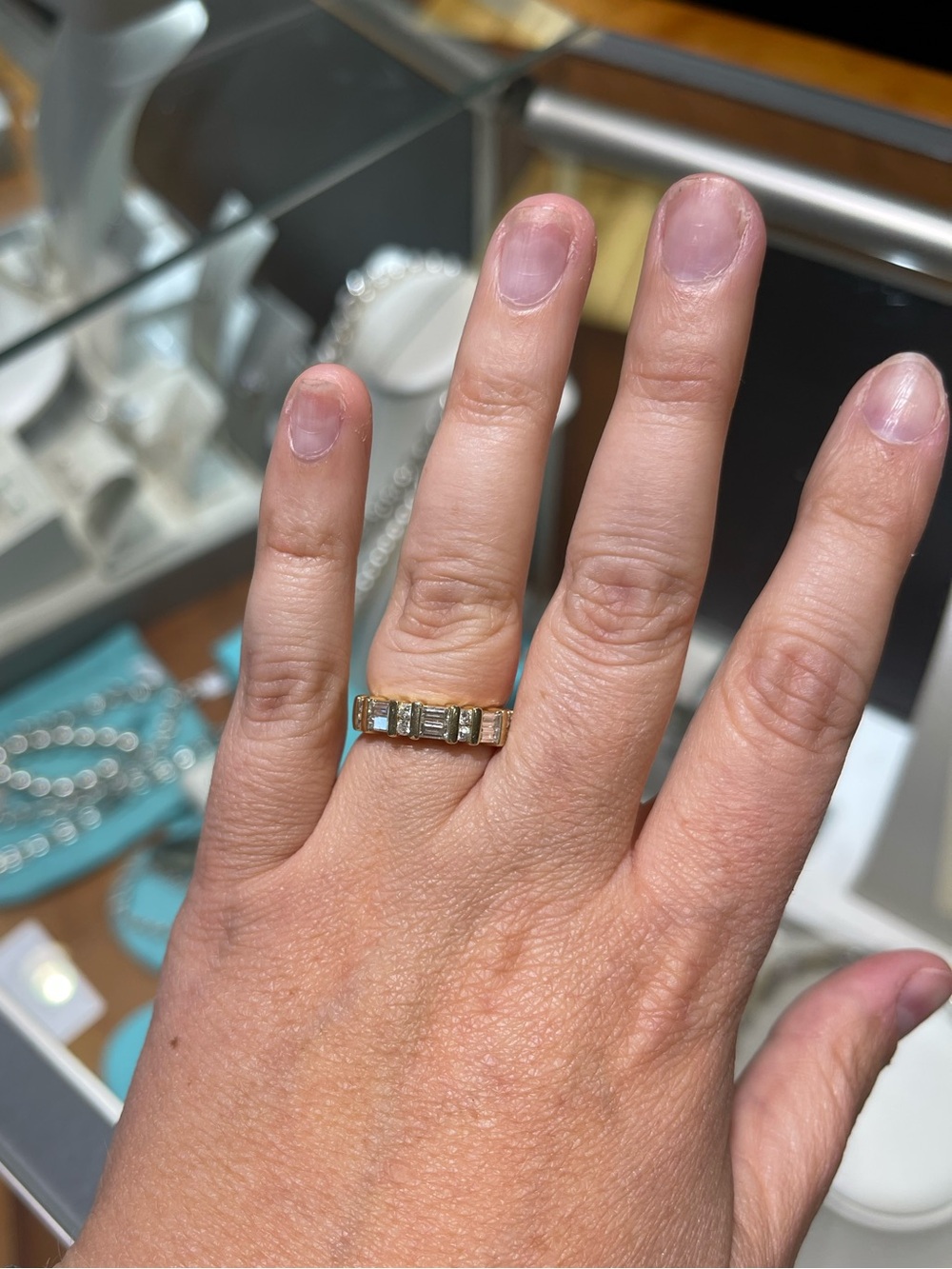 Vintage 14K Gold Baguette Diamond Band Ring Size 6.5